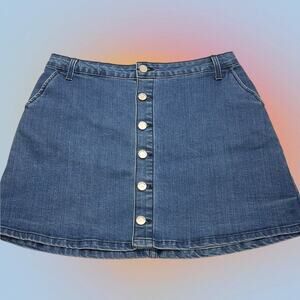 O2 DENIM Women’s Large Blue Jean Button Up Skirt NWOT